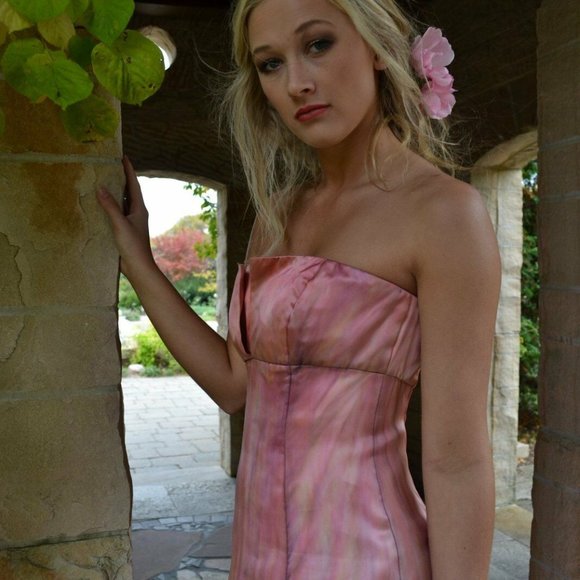 painted Vera Wang silk Wedding dress gown pink ivory white blush 2 4 6 8 purple - Picture 6 of 16